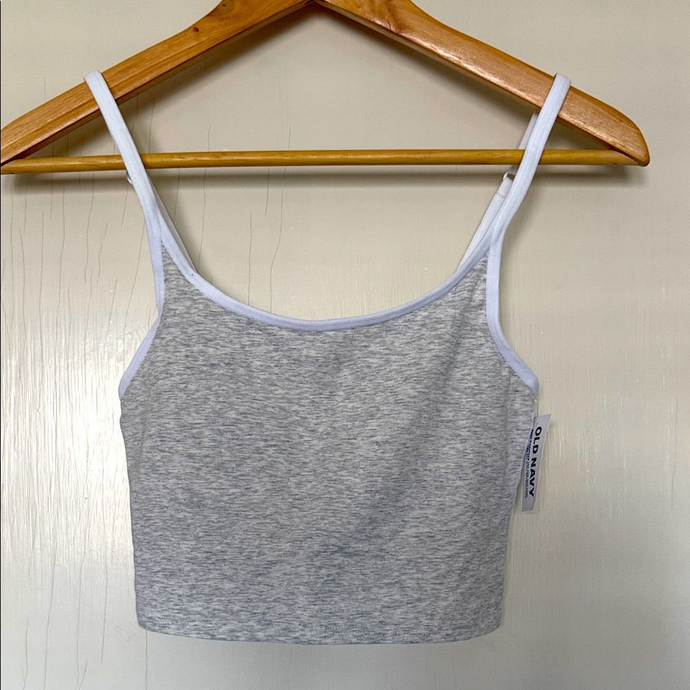 Old Navy Heather Gray and White Bra Tank Top NWT